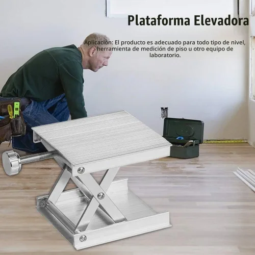 Vista 2 de Tookie Gato de tijeras de laboratorio, plataforma de gato de soporte de laboratorio con rueda de mano negra, plataforma de elevación de aleación
