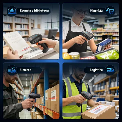 Vista 7 de Tera Escáner de código de barras 2D inalámbrico: con indicador de batería