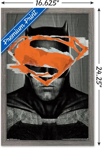 Vista 3 de Trends International DC Comics Movie - Batman v Superman - Batman Teaser Wall Poster, 14.725" x 22.375", Barnwood Framed Version Versión enmarcada