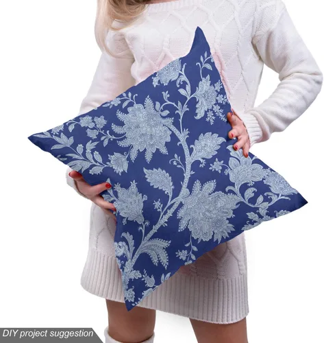 Vista 5 de Ambesonne The Yard - Tela floral clásica de Oriente Medio y estampado de cachemira, diseño nostálgico otomano, tela decorativa para tapicería y Azul