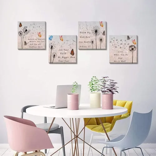 Vista 11 de Wall HDQ Arte de pared de flores para baño, dormitorio, sala de estar, decoración de pared azul y naranja, pintura floral, lienzo impreso, imagen