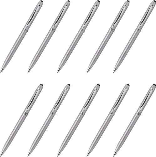 Vista 10 de DISCOUNT PROMOS Twist Action - Juego de 10 bolígrafos de plástico para el trabajo, bolígrafos geniales para escribir, tinta negra, color negro