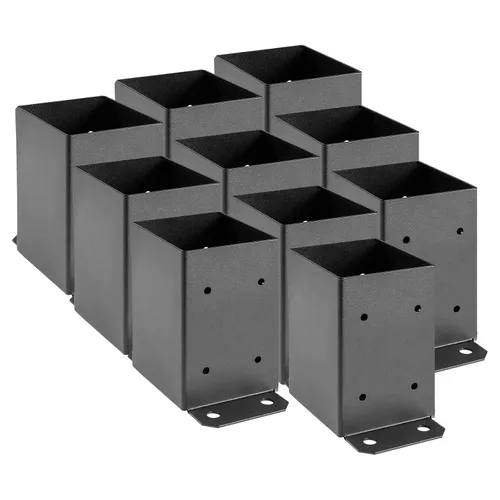 Vista 14 de SPACEEUP Base de Poste 4x4 2 Piezas, Tamaño Interior 3.6"x3.6" Base de Poste para Terraza, Anclaje de Poste Resistente con Recubrimiento en Polvo