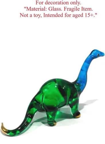 Vista 8 de Mini arte de vidrio soplado hecho a mano de 2.5 pulgadas, figura jurásica de dinosaurio brontosaurio, cosas geniales, animales en miniatura