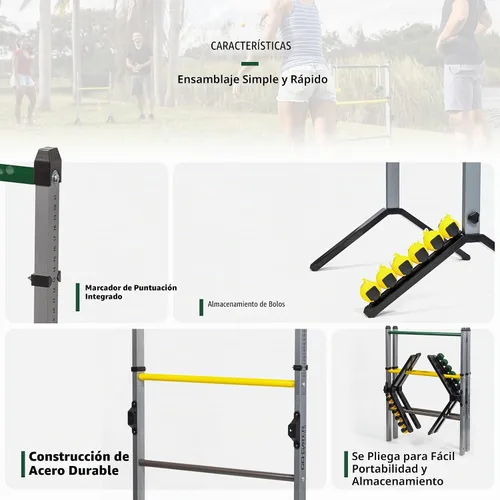 Vista 3 de EastPoint Go Gater Ladderball Set, 2 Steel Ladders, 6 Bolos, Outdoor Games Gris/Amarillo