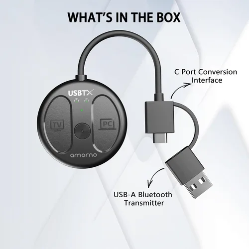 Vista 8 de AMORNO Adaptador Bluetooth USB-C para PS5, adaptador de audio Bluetooth 5.4 para PC, Plug and Play, transmisor de audio inalámbrico para auriculares