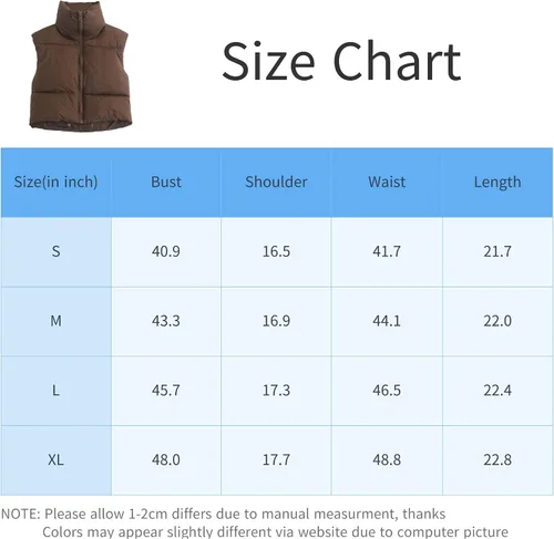 Vista 7 de Bozanly Chaleco acolchado corto para mujer, con cremallera, cuello alto, sin mangas, acolchado