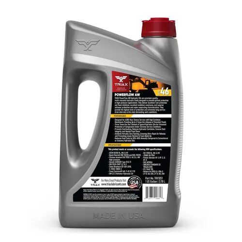 Vista 2 de TRIAX Powerflow MV 46 - Aceite hidráulico multi-viscosidad - Vida extendida de 6,000 horas, triple antidesgaste, para todas las estaciones, punto