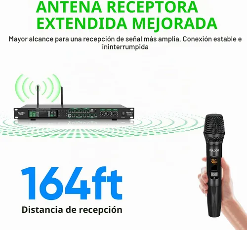 Vista 7 de AX-666 Mezclador Profesional de Karaoke Procesador KTV con Micrófonos Inalámbricos Duales, Sistema de Procesador de Efectos de Audio Vocal de Efecto