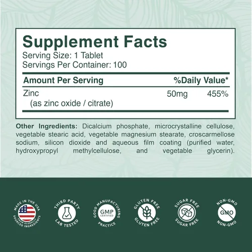 Vista 6 de PurePremium Zinc 50mg – Suplementos de zinc de apoyo inmunológico para hombres y mujeres – Vitamina citrato de zinc / óxido para adultos