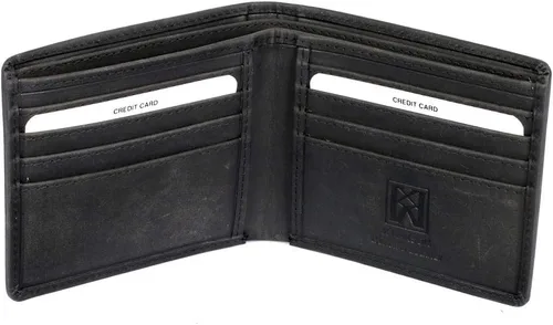 Vista 4 de Cartera de cuero con bloqueo RFID para hombre, Oso negro, Cartera Rfid