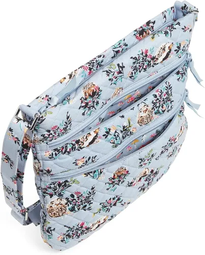 Vista 4 de Vera Bradley Bolso bandolera de algodón con triple cremallera para mujer