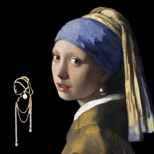 Vista 7 de Pendientes de perlas con borlas para mujer, aspecto dorado de niña con perlas, diseño único de moda, Zinc, Perla