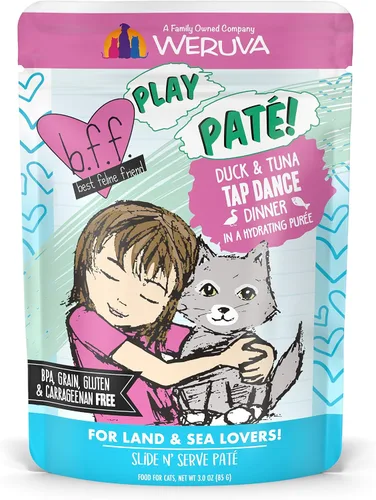 Vista 13 de Weruva B.F.F. PLAY - Best Feline Friend Paté Lovers, Aw Yeah!, Beef & Atún Ta Da! con carne de res y atún, bolsa de 3 onzas (paquete de 12)
