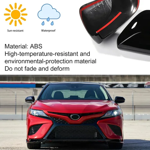 Vista 7 de CKE para Toyota Camry 2018-2026 Cubierta de espejo retrovisor exterior Negro brillante-A