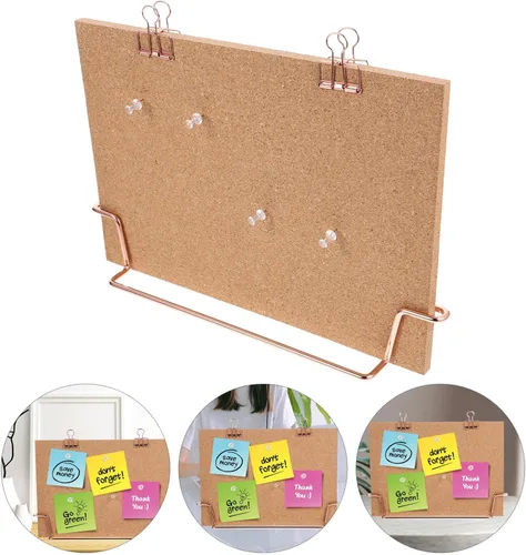 Vista 9 de NUOBESTY Soporte de escritorio, 1 juego de tablero de corcho, tablero de corcho de escritorio con soporte rectangular, tablero de doble cara