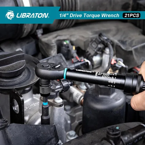 Vista 9 de LIBRATON - Llave dinamométrica para bicicleta de 1/4", 2-14 Nm, llave dinamométrica de engranaje de 72 dientes 0.1 Nm Micro Click Torque Wrench