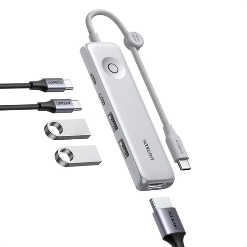 Vista 10 de UGREEN Adaptador multipuerto USB C 5 en 1 Revodok 105 4K HDMI, entrega de energía de 100 W, 3 puertos de datos USB-A, dongle USB C para MacBook Gris