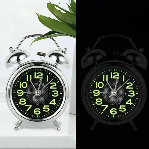 Vista 2 de Reloj despertador antiguo vintage silencioso de 3 pulgadas