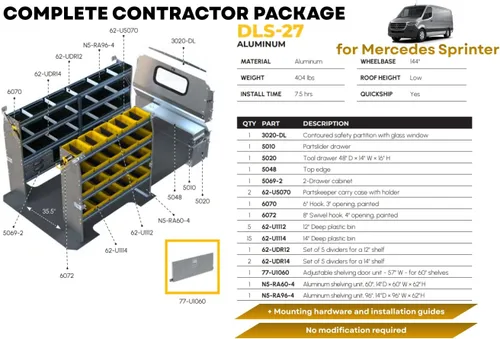 Vista 2 de Ranger Design - Estantería de aluminio para furgoneta, compatible con Mercedes Sprinter, 144" WB - DLS-27