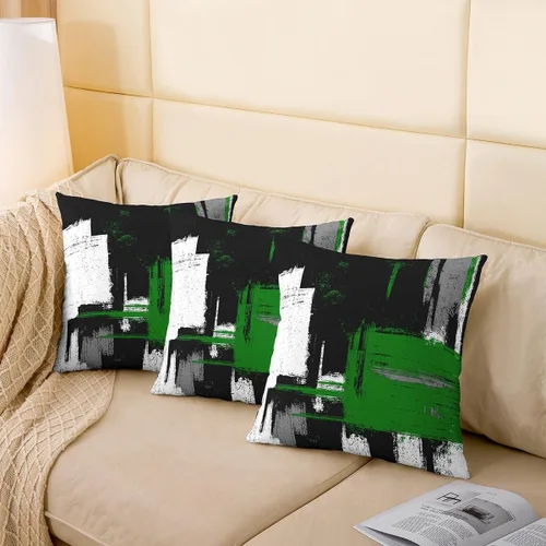 Vista 113 de Juego de 2 fundas de almohada abstractas de 16 x 16 pulgadas para niños, niñas, adolescentes, decoración de dormitorio, moderna a rayas, decoración