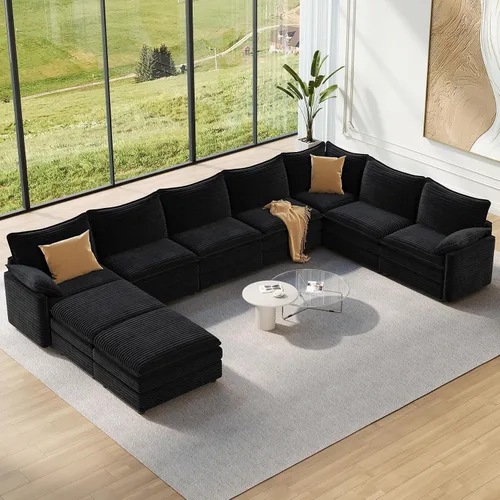 Vista 74 de Vesgantti Sofá modular de 108 pulgadas, cómodo sofá de nube con asiento profundo otomano movible, sofá modular en forma de L, sofás seccionales