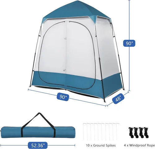 Vista 2 de Outvita Tienda de ducha de gran tamaño para 2 habitaciones, vestuario desplegable para exteriores, refugio de privacidad extra ancho instantáneo