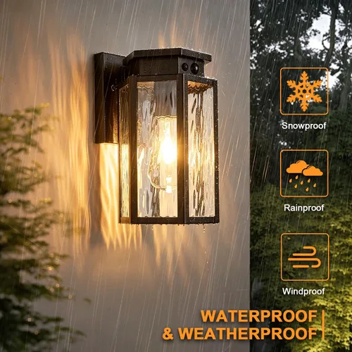 Vista 7 de Paquete de 2 lámparas solares de pared para exteriores, con sensor de movimiento, apliques de pared exterior del atardecer al amanecer, accesorios