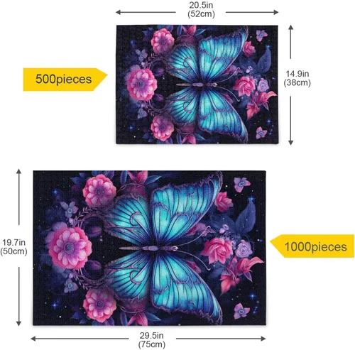 Vista 5 de Butterfly Floral Jigsaw Puzzles 500 Pieces for Adults with Mesh Storage Bag 2011491