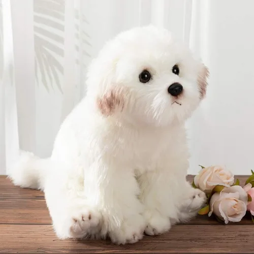 Vista 6 de HollyHOME Peluche maltés realista de perro maltés, regalo para mascotas, 13 pulgadas