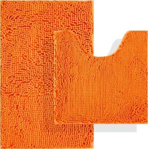Vista 19 de Juegos de alfombras de baño de 2 piezas, alfombra de baño de felpilla extra suave ultra absorbente, alfombra de baño con base antideslizante de PVC