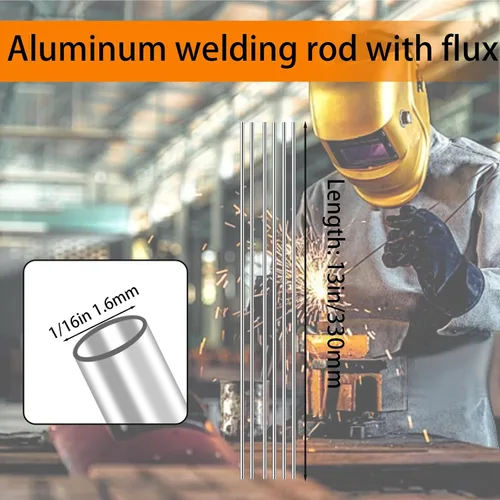 Vista 2 de 50 piezas de soldadura de aluminio, varillas de soldadura de aluminio de 1/16 x 13 pulgadas, varillas de soldadura de bajo punto de fusión, palos