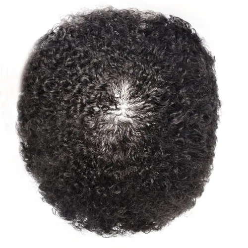Vista 5 de LYRICAL HAIR Afro Toupee 360 unidades de cabello afro ondulado para hombres negros, sistema de reemplazo de inyección de poliuretano de piel fina