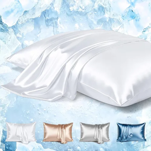 Vista 12 de Avolare Fundas de almohada refrescantes, más suaves que la seda, paquete de 2 fundas de almohada refrescantes para personas que duermen con calor