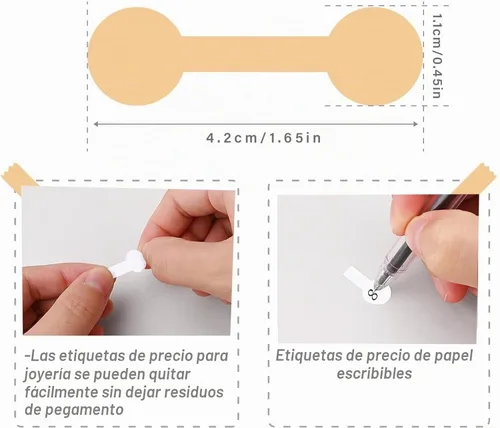 Vista 2 de 1000 calcomanías para pequeñas empresas, etiquetas autoadhesivas blancas en blanco para joyas de precio, rectangulares, 1000