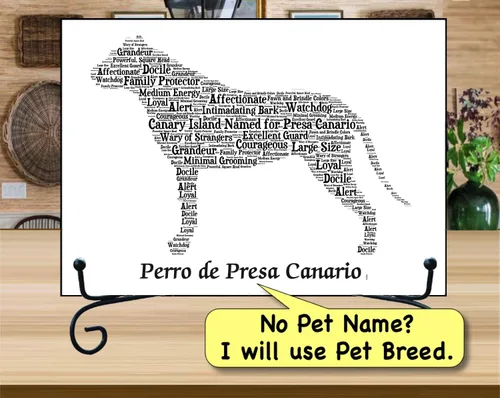 Vista 3 de PetArt.us Perro de Presa Canario - Impresión artística personalizada - Nombre de mascota personalizado, regalo para los amantes de los perros