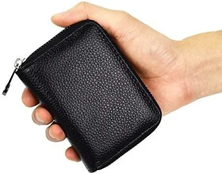 Vista 2 de Lacheln Portatarjetas para mujeres y hombres, carteras pequeñas RFID, estuche para tarjetas de crédito, organizadores de dinero, Negro, 20 ranuras