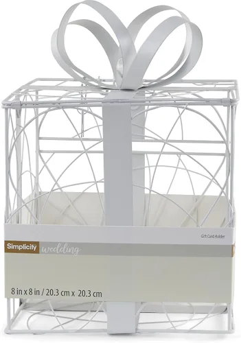 Vista 7 de Simplicity Caja de tarjeta de boda de metal blanco, 8.5 '' L x 9'' W x 11.2'' H Simplicity - Caja para tarjetas de boda