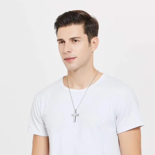 Vista 3 de CHOLER MAJ & COS - Collar de cadena para hombre, colgante de cadena cristiana de acero, Metal