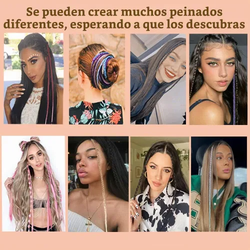 Vista 6 de Extensiones de cabello trenzado, 5 piezas de trenzas de bebé con fleco frontal, cabello largo trenzado, cabello natural suave para mujeres, uso