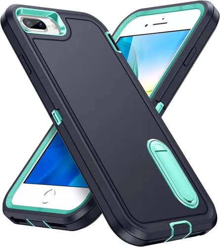 Vista 14 de IDweel Funda para iPhone 8 Plus/7 Plus/6S Plus/6 Plus con soporte, protección resistente, a prueba de golpes, arañazos, ajuste delgado, negro