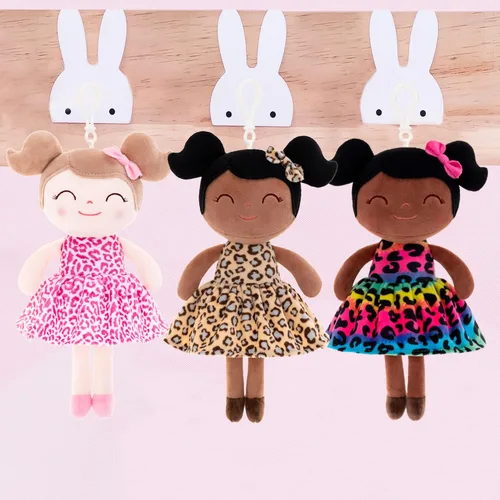 Vista 6 de Gloveleya Muñecos suaves de peluche con diseño de leopardo y arco iris, regalo para bebé de 9 pulgadas
