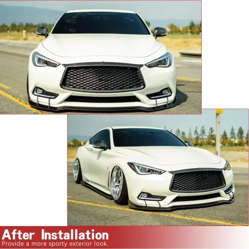 Vista 3 de Rejilla frontal de fibra de carbono real para Infiniti Q60 Coupé 2 puertas Parrilla