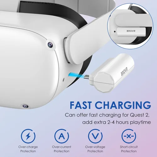 Vista 5 de BROVR Battery Pack for Oculus Quest 2 5000mAh Rechargeable Power Bank for OculusMeta Quest 2 and Quest Lightweight and Portable VR Headset Quest 2