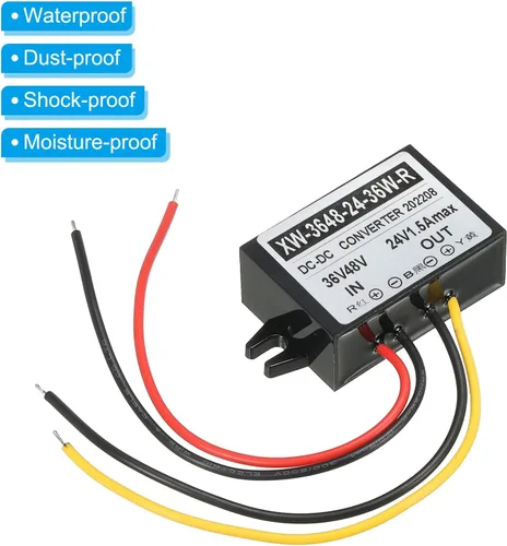 Vista 4 de PATIKIL DC 36V 48V a DC 24V 1.5A 36W convertidor de energía regulador plástico Shell para el sistema solar LED