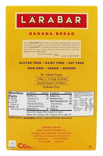 Vista 2 de Larabar Barra sin gluten, pan de plátano, barras de 1.6 onzas (16 unidades), barras integrales sin gluten, aperitivos sin lácteos
