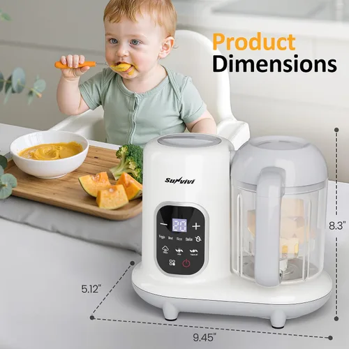 Vista 8 de Sunvivi Fabricante de alimentos para bebés: procesador de alimentos para bebés todo en uno con vapor, calefacción, descongelación, licuadora