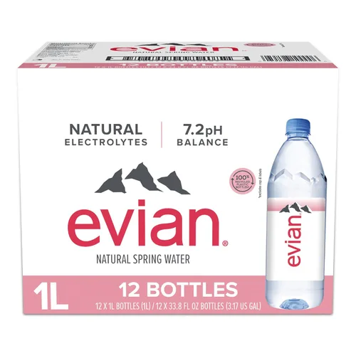 Vista 11 de Evian Agua de manantial natural, botella de 1 L, 12