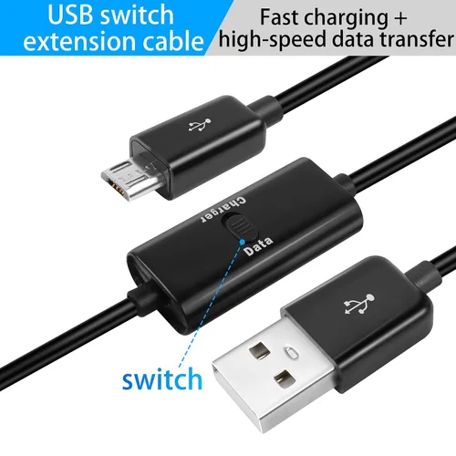 Vista 2 de GELRHONR USB a Micro USB de 3.3 ft con cable de carga de interruptor, compatible con transferencia de datos y alimentación para dispositivos micro