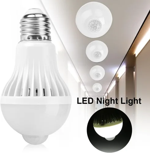Vista 3 de TOPINCN Bombilla con sensor de movimiento E27, bombillas LED PIR con sensor infrarrojo inteligente, luz nocturna de encendido/apagado automático